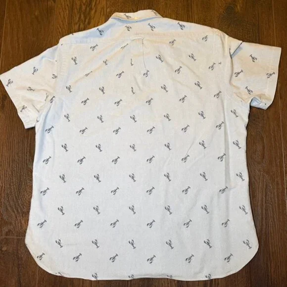โญ Ralph Lauren XXL Button Down Shirt Blue Lobster Print Short Sleeve Cotton - Picture 13 of 16